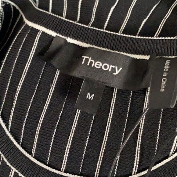 THEORY peplum shell black stripe lustrate new sz M - Picture 2 of 14